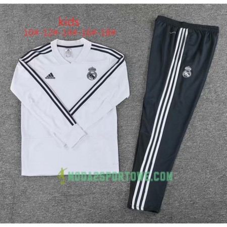 Real Madryt Dziecięcy Komplet Bluzy Treningowe Biały 2018/19